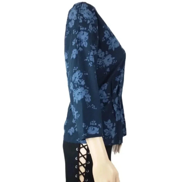 Gap Blue Floral Peplum Blouse Top - Picture 4 of 5